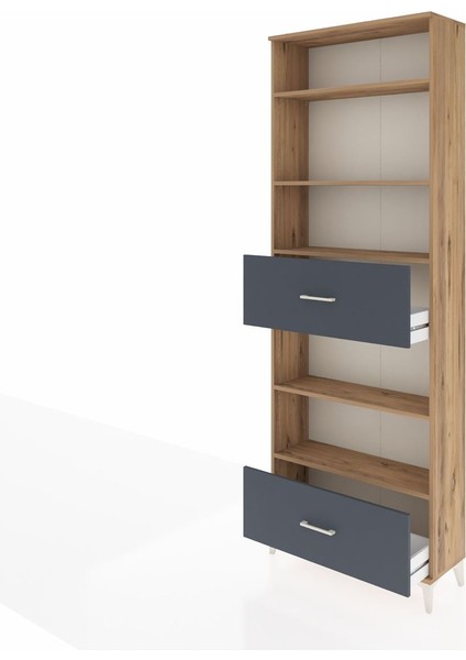 Arges Dolap 5 Raflı 2 Çekmeceli 88X30X243 Çam-Antrasit fırsatları