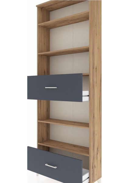 Arges Dolap 5 Raflı 2 Çekmeceli 88X30X243 Çam-Antrasit indirimleri