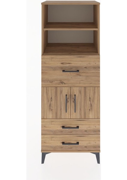 Hyperion Dolap 3 Raflı 3 Çekmeceli 2 Kapaklı 60X44X163 Çam-Çam