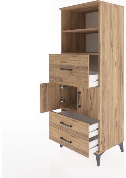 Hyperion Dolap 3 Raflı 3 Çekmeceli 2 Kapaklı 60X44X163 Çam-Çam fırsatları