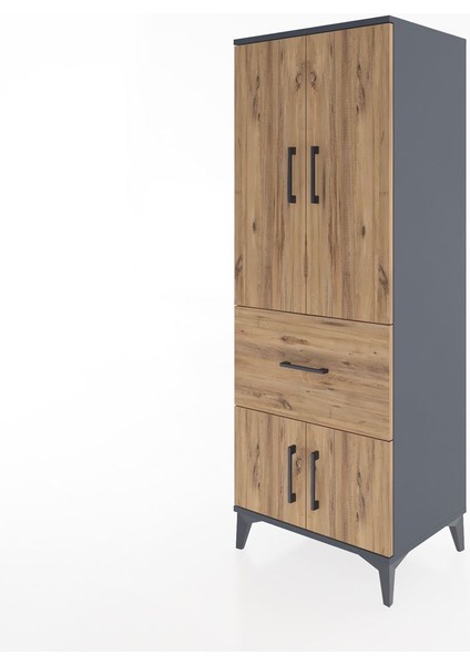 Hyperion Dolap 3 Raflı Tek Çekmeceli 4 Kapaklı 60X44X163 Antrasit-Çam modelleri