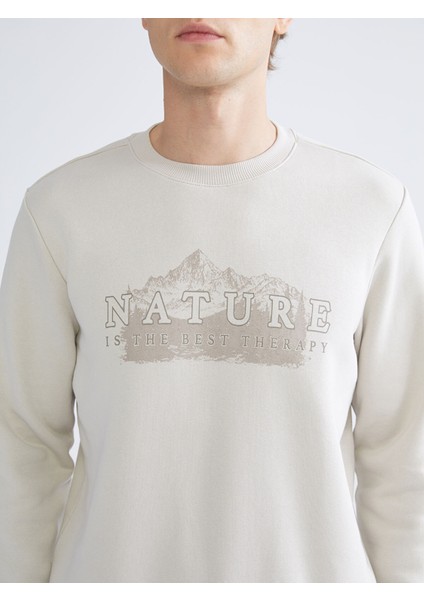 Yeni Sezon Bisiklet Yaka Baskılı Erkek Sweatshirt modelleri