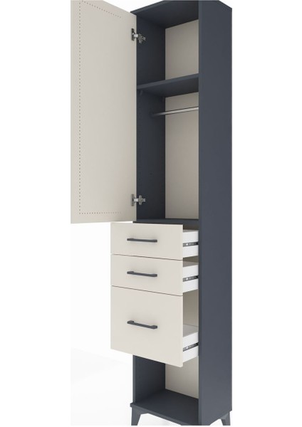 Arges Dolap 2 Raflı 3 Çekmeceli Tek Askılı 44X30X221 Antrasit-Aytaşı indirimleri