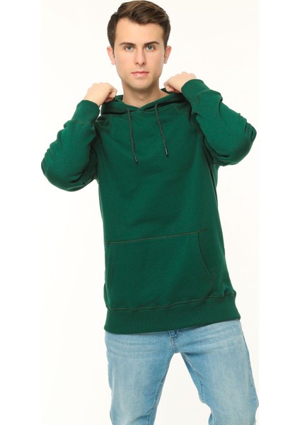Kapüşonlu Yeşil Erkek Sweatshirt
