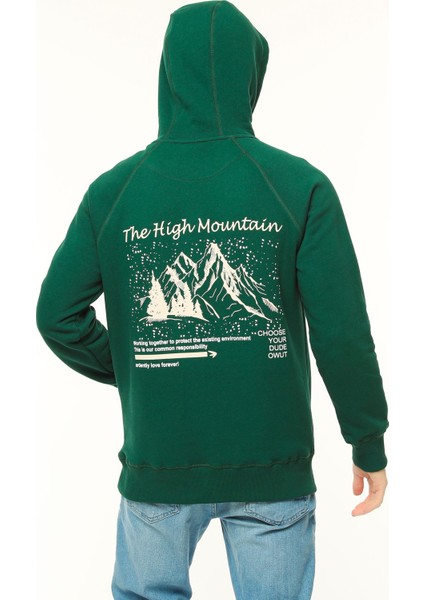 Kapüşonlu Yeşil Erkek Sweatshirt