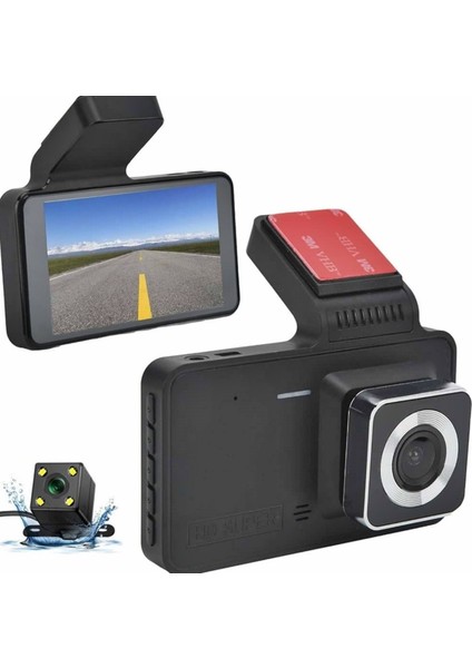 Araç Içi Kamera 1080P Full Hd-Gece Görüşlü -170° Geniş Açılı Lens 4inc Ekran - Ön ve Arka Kamera -V2