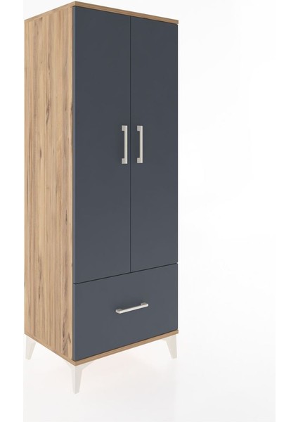 Hyperion Dolap 4 Raflı Tek Çekmeceli 2 Kapaklı 60X44X163 Çam-Antrasit fiyatları