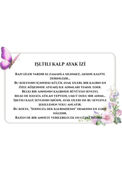 Kadın Gümüş Kolye – 925 Ayar Rose Renk Işıltılı Kalp Ayak İzi Tasarım, Özel Hediye Paketli