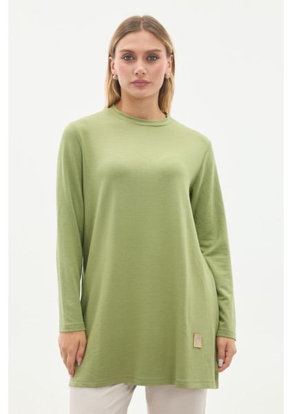 Kristal Bisiklet Yaka Armalı Uzun Tunik