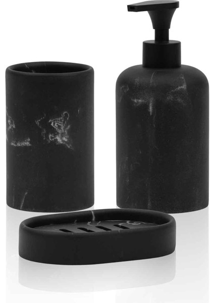 Marble Siyah 3 Parça Banyo Seti