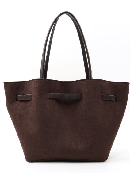 Kahverengi Süet SHK159 Suni Deri, Astarlı, Çıtçıtlı, Kilit Detaylı El, Kol ve omuz çantası modelleri