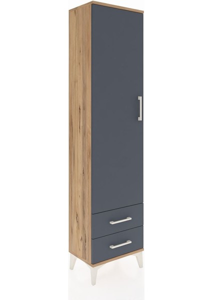 Arges Dolap Tek Raflı 2 Çekmeceli Tek Askılı 44X30X182 Çam-Antrasit fiyatları