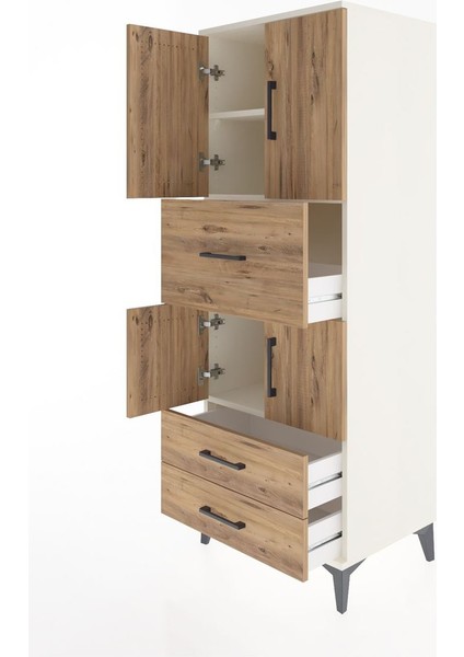 Hyperion Dolap 3 Raflı 3 Çekmeceli 4 Kapaklı 60X44X163 Aytaşı-Çam fırsatları