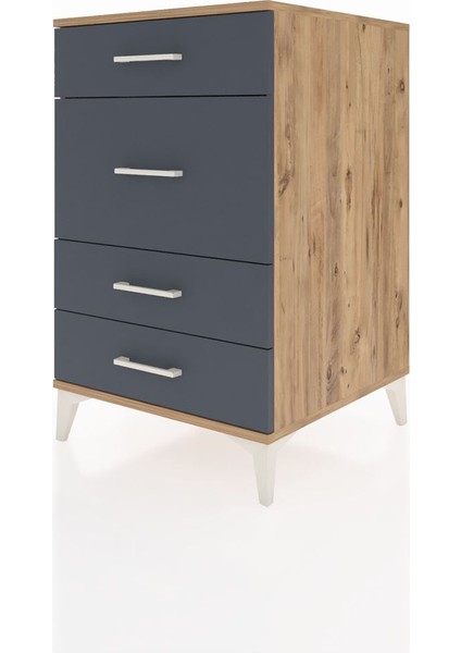 Kronos Komodin 4 Çekmeceli 60X59X96 Çam-Antrasit modelleri