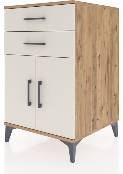 Kronos Komodin Tek Raflı 2 Çekmeceli 2 Kapaklı 60X59X96 Çam-Aytaşı modelleri