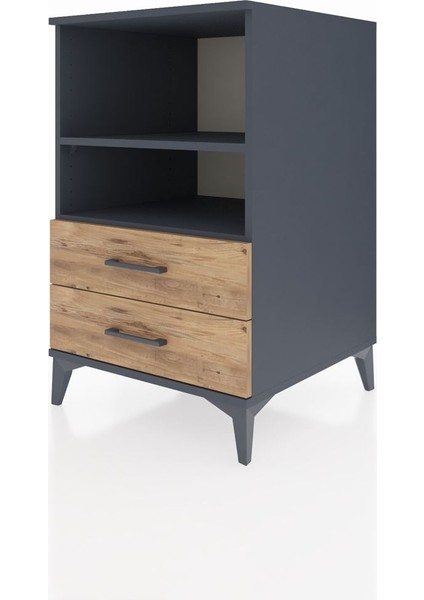 Kronos Komodin 2 Raflı 2 Çekmeceli 60X59X96 Antrasit-Çam modelleri