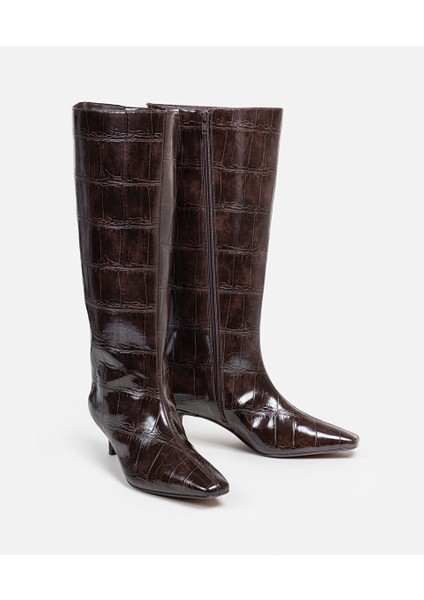Timsah Derisi Görünümlü Topuklu Çizme IW6250035011074 modelleri