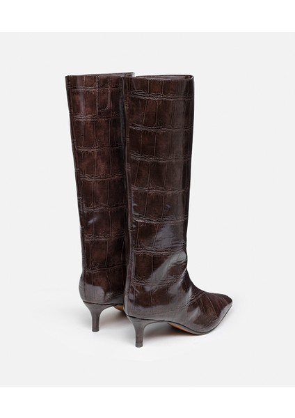 Timsah Derisi Görünümlü Topuklu Çizme IW6250035011074 indirimleri