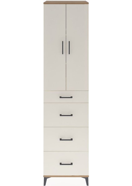 Hyperion Dolap 3 Raflı 4 Çekmeceli 2 Kapaklı 60X44X243 Çam-Aytaşı