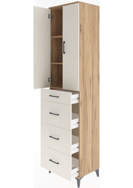 Hyperion Dolap 3 Raflı 4 Çekmeceli 2 Kapaklı 60X44X243 Çam-Aytaşı fırsatları