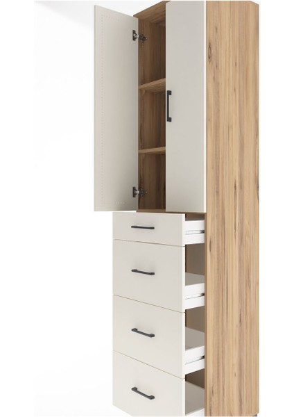 Hyperion Dolap 3 Raflı 4 Çekmeceli 2 Kapaklı 60X44X243 Çam-Aytaşı indirimleri
