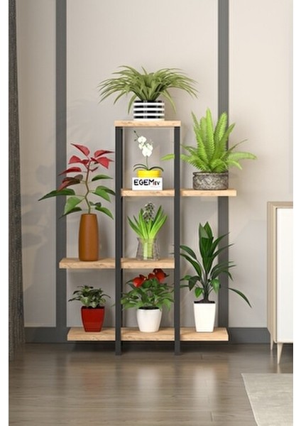 Yüksek Ayaklı Saksı Standı Saksılık Dekoratif Çiçeklik Rafı Metal Iskeleti Dekoratif BOY87CM