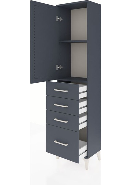 Arges Dolap 2 Raflı 4 Çekmeceli Tek Kapaklı 44X30X182 Antrasit-Antrasit fırsatları
