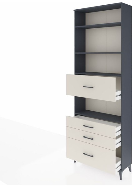Arges Dolap 4 Raflı 4 Çekmeceli 88X30X243 Antrasit-Aytaşı fırsatları