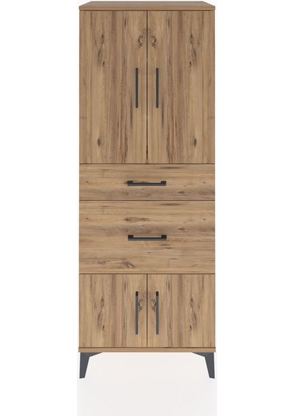 Hyperion Dolap 3 Raflı 2 Çekmeceli 4 Kapaklı 60X44X163 Çam-Çam