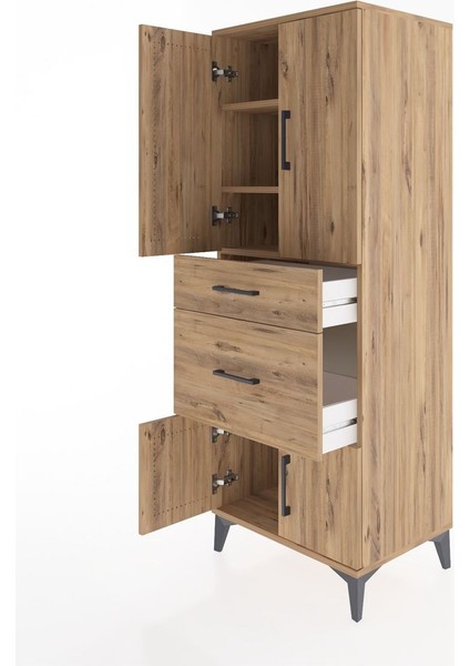 Hyperion Dolap 3 Raflı 2 Çekmeceli 4 Kapaklı 60X44X163 Çam-Çam fırsatları