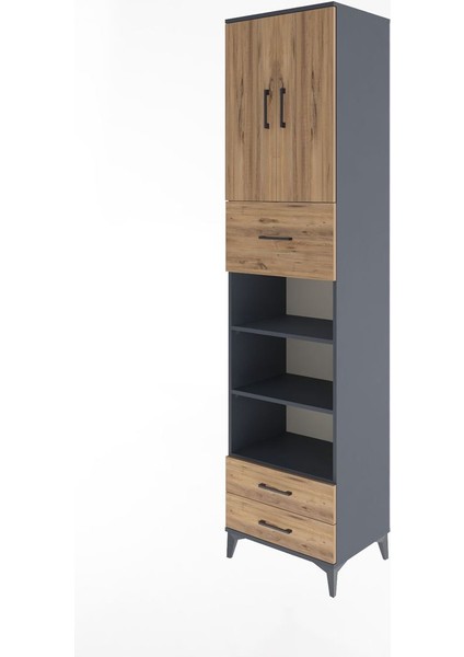 Hyperion Dolap 5 Raflı 3 Çekmeceli 2 Kapaklı 60X44X243 Antrasit-Çam modelleri