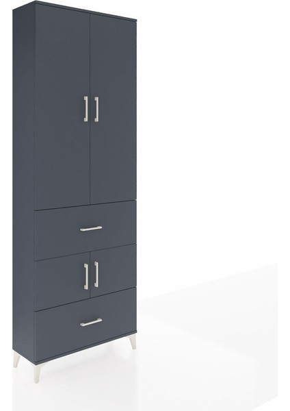 Arges Dolap 5 Raflı 2 Çekmeceli 4 Kapaklı 88X30X243 Antrasit-Antrasit fiyatları
