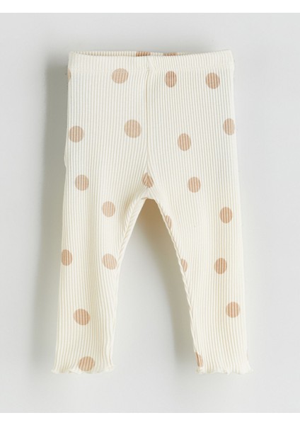 Yeni Sezon Beli Lastikli Puantiye Desenli Kız Bebek Tayt