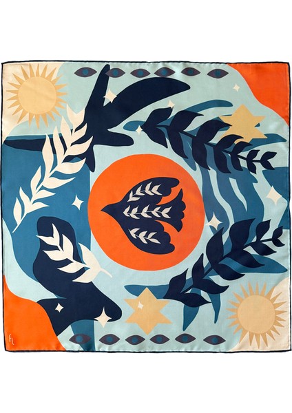 In The Eye Of The Sun Renkli Ipek Kadın Fular 105 x 105 cm