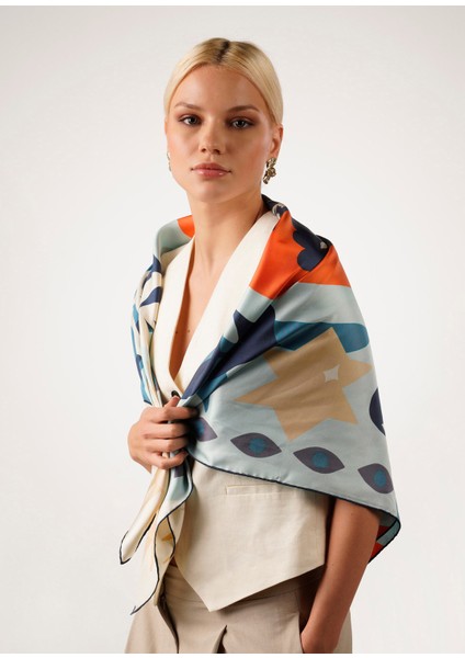 In The Eye Of The Sun Renkli Ipek Kadın Fular 105 x 105 cm fiyatları