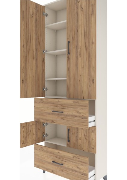 Arges Dolap 5 Raflı 2 Çekmeceli 4 Kapaklı 88X30X243 Aytaşı-Çam indirimleri
