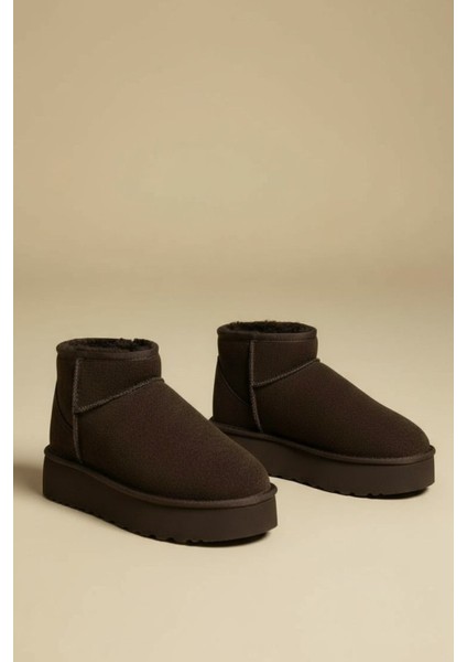 Kadın Bot Süet Içi Kürklü Kalın Taban Mini Kısa Bilekte Günlük Bot fırsatları