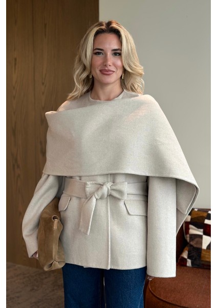 Taş %100 Yün Kısa Kaban - 512157