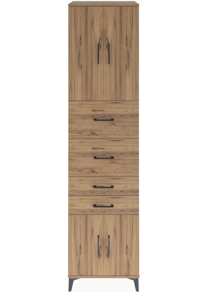 Hyperion Dolap 2 Raflı 4 Çekmeceli 4 Kapaklı 60X44X243 Çam-Çam