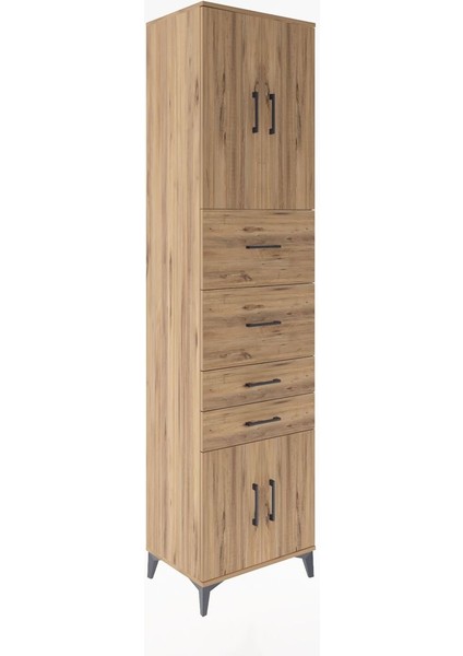 Hyperion Dolap 2 Raflı 4 Çekmeceli 4 Kapaklı 60X44X243 Çam-Çam fiyatları
