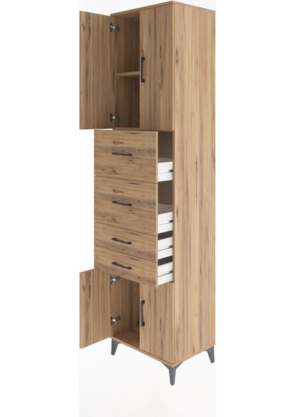 Hyperion Dolap 2 Raflı 4 Çekmeceli 4 Kapaklı 60X44X243 Çam-Çam fırsatları