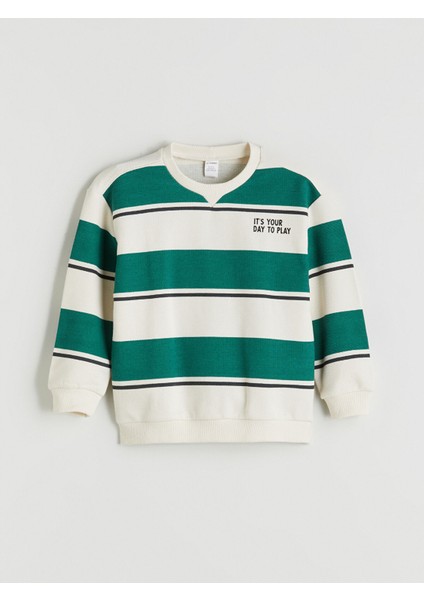 Yeni Sezon Bisiklet Yaka Çizgili Erkek Çocuk Sweatshirt