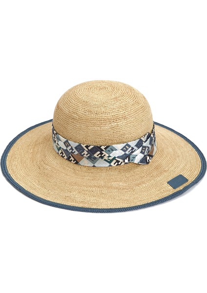 Bej Kadın Rafya Şapka