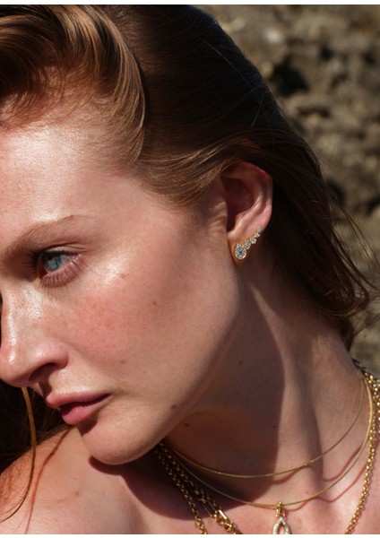 Drova Sway Pırlanta Taşlı 14 Ayar Altın Tek Kadın Küpe fiyatları