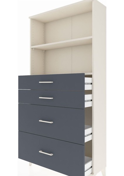 Arges Dolap 2 Raflı 4 Çekmeceli 88X30X182 Aytaşı-Antrasit indirimleri