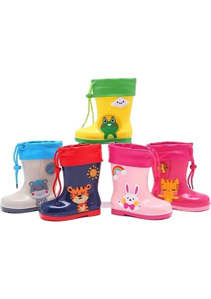 Junisteps Su Geçirmez Kauçuk Sevimli Hayvan Karakterli Çocuk Yağmur Bot -Lacivert