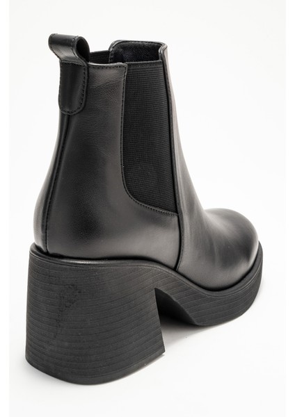 Lysa Siyah Cilt Lastikli Hakiki Deri Kadın Platform Topuklu Bot indirimleri