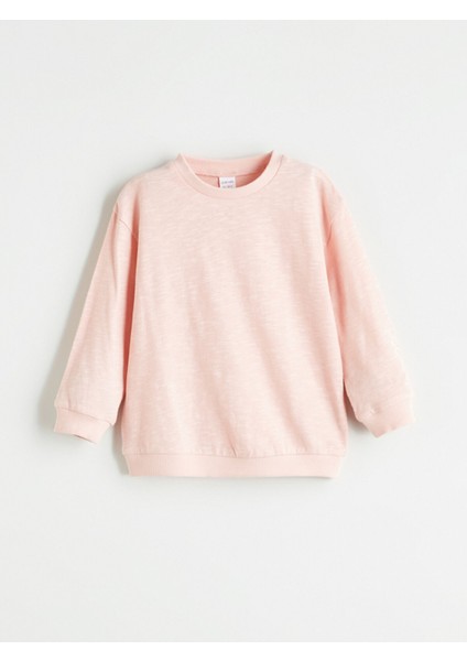 Yeni Sezon Bisiklet Yaka Basic Kız Bebek Sweatshirt