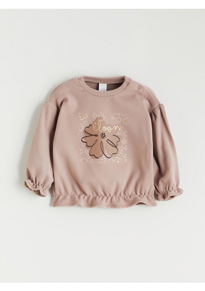 Yeni Sezon Çiçek Baskılı Fırfırlı Kız Bebek Sweatshirt ve Eşofman Altı fiyatları