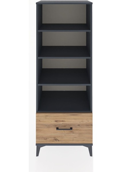 Hyperion Dolap 4 Raflı Tek Çekmeceli 60X44X163 Antrasit-Çam